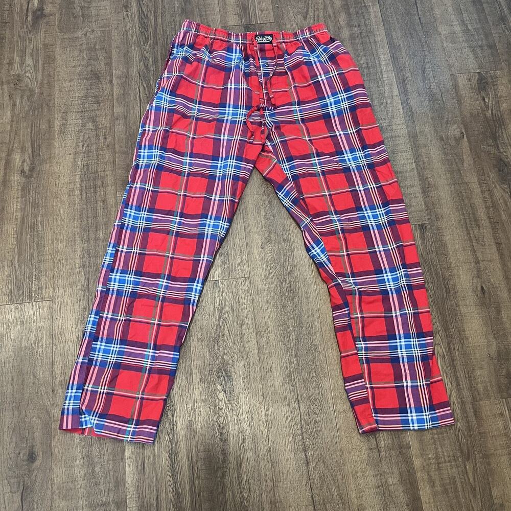 Polo Ralph Lauren Pajama Pants Mens XL Red Blue Plaid Lounge Sleepwear Cotton